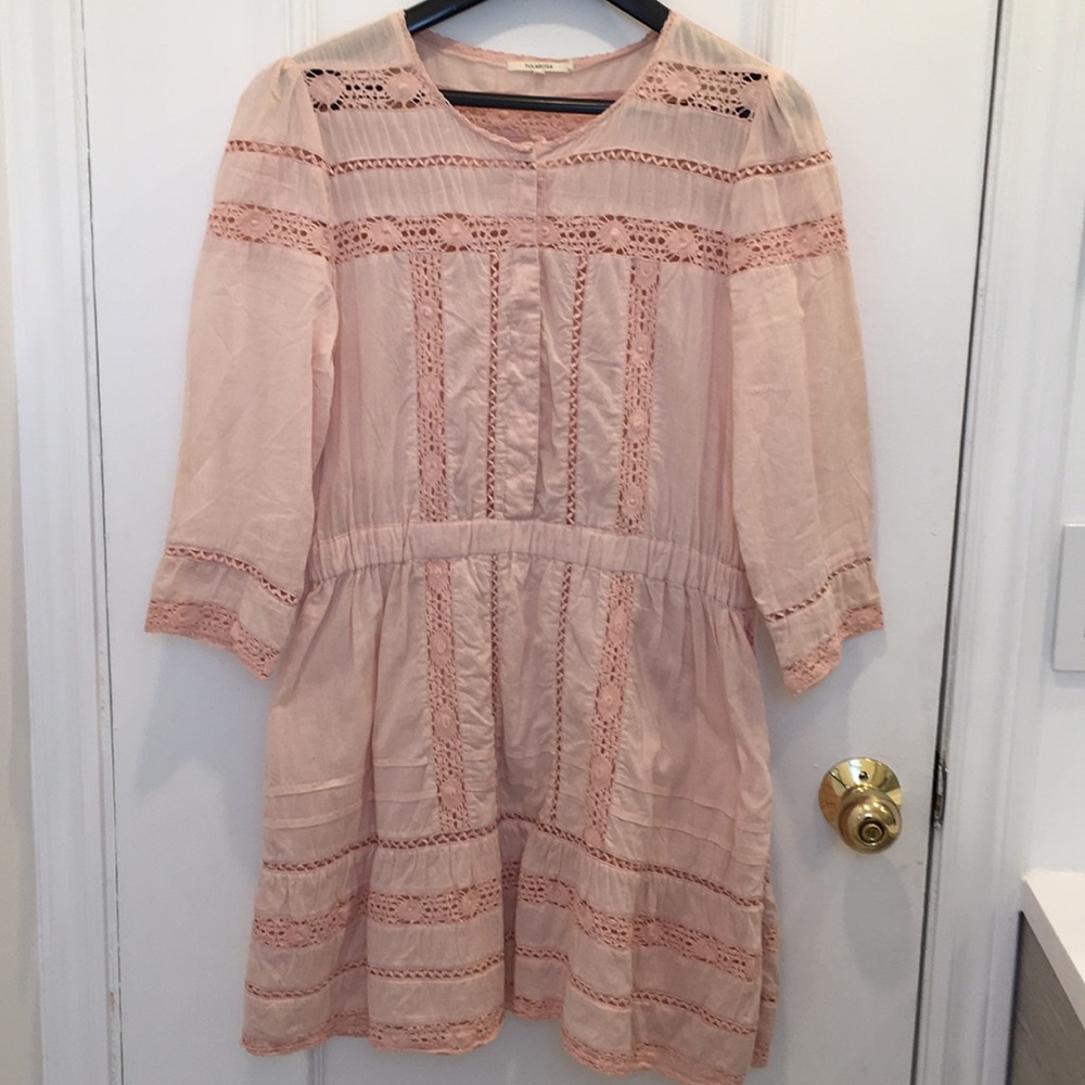 Tularosa Pink Embroidered Dress Size M